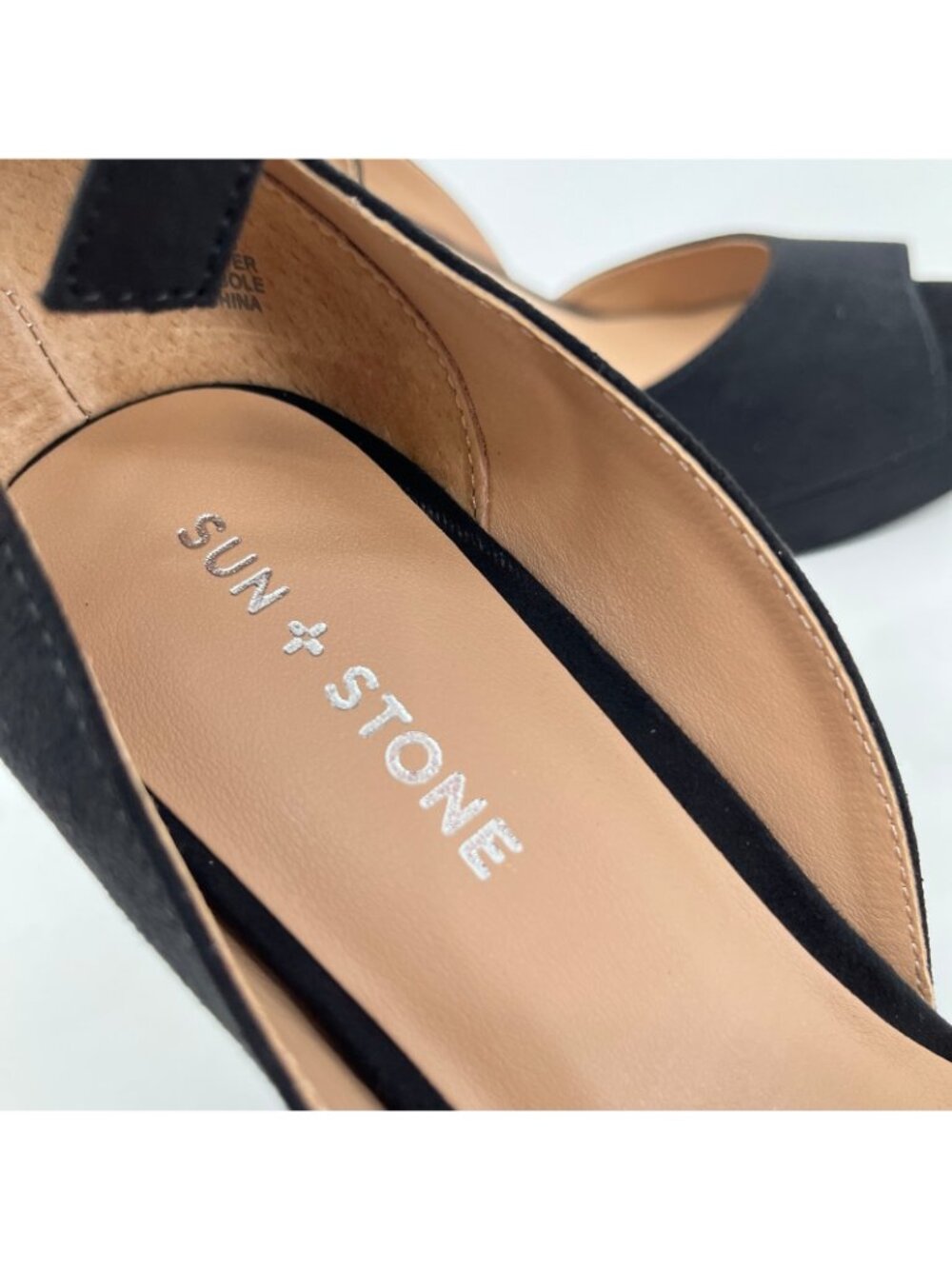Sun + Stone Reemaa Platform Sandals Black Size 10M Fabric Block Heel Ankle Strap - Picture 9 of 16